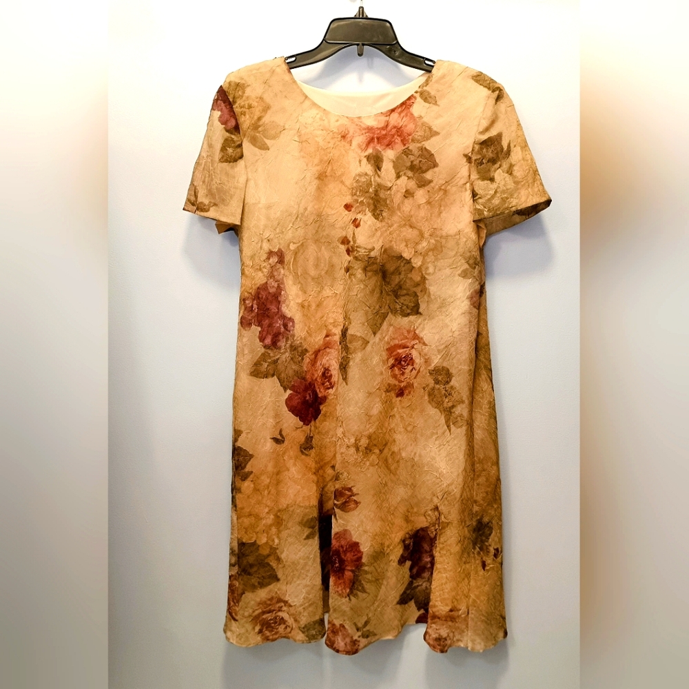Vintage 90s Y2K Jessica Howard Babydoll Style Floral Dress Sheer Short Sleeve